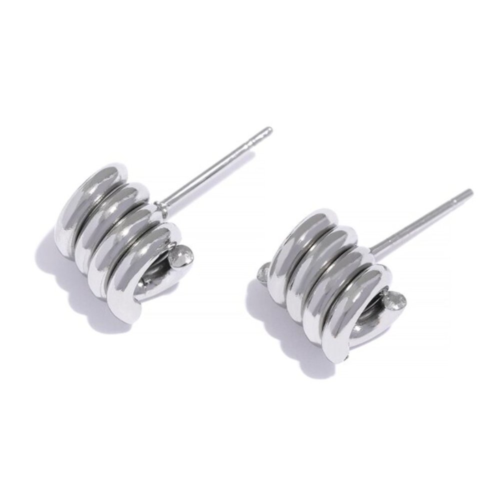 New 18K Gold  Silver Twisted Stud Earrings - Picture 8 of 17